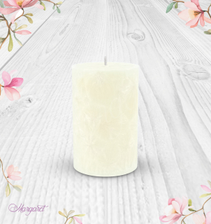 Svíčka Válec 0 (8 cm) – Bílá / Svěží bavlna / Květinka